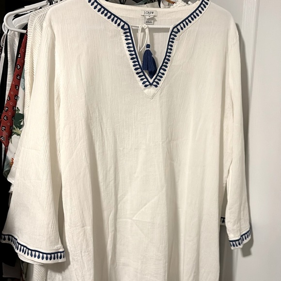 J Crew Top White Blue - Picture 1 of 2